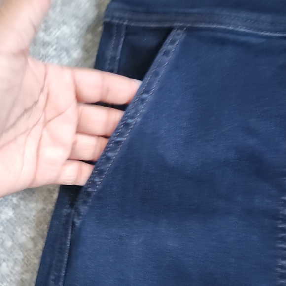 Lands' End Dark Wash Denim Pencil Skirt with Patch Pockets Sz 12 Casual Modest - Picture 6 of 10